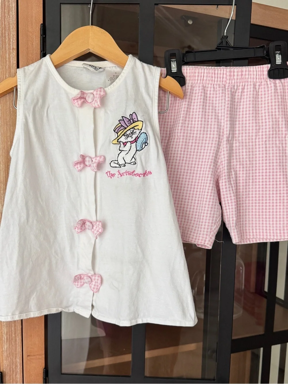 Vintage 90s The Aristocats Marie embroidered set dress y2k bows disney toddler